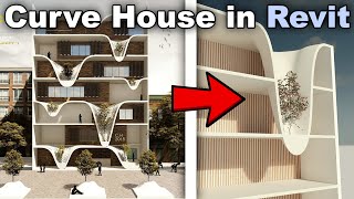 Curve House Facade in Revit Tutorial [upl. by Burgwell]