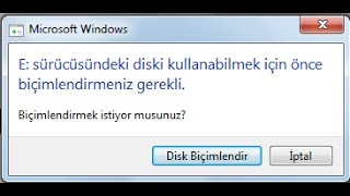 1 DISK BICIMLENDIR HATASI COZUM DOSYALARINIZI KURTARMA [upl. by Declan]