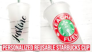 PERSONALIZED STARBUCKS CUP WITH CRICUT  CRICUT STARBUCKS CUP TEMPLATE [upl. by Oderfigis721]