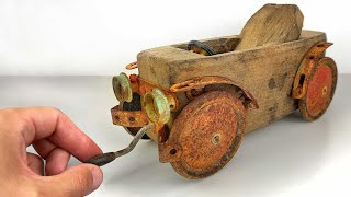 Vintage Wooden Toy Car  Restoration amp Repair [upl. by Anerroc819]