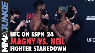 Neil Magny vs Geoff Neal faceoff  UFC on ESPN 24 staredown [upl. by Lipsey41]