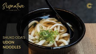 Shuko Odas Homemade Udon Noodles in Dashi [upl. by Ahsauqal728]