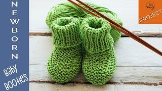 Newborn Baby Booties knitting pattern straight needles  So Woolly [upl. by Ahsita]