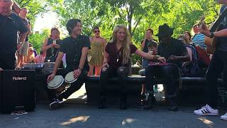 Shakira Performs quotChantajequot Live Acoustic in Washington Square Park New York City May 17 2017 [upl. by Llerahc833]