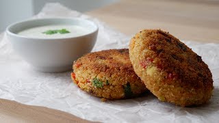 Vegetarische Couscous Bratlinge Rezept  Vegetarian Couscous Patties Recipe  ENG SUBS [upl. by Starinsky380]