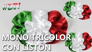 Cómo hacer un MOÑO TRICOLOR MEXICANO con LISTÓN  Manualidades 15 de septiembre [upl. by Kurtzig494]