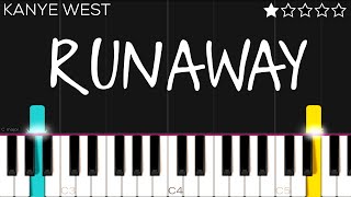 Kanye West  Runaway ft Plusha T  EASY Piano Tutorial [upl. by Eniffit]