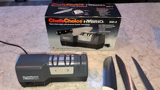 How to sharpen knives  Chefs Choice Hybrid Review [upl. by Erdnael]