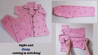 Night dress easy cutting and stitchingcollar night suit for girls StylebyRadhika [upl. by Mae]