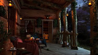 Heavy Rain and Thunder Sounds in a Cozy Cabin Porch  Rainstorm in the Forest for Sleeping and Relax [upl. by Tala]