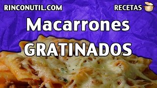 Receta Macarrones gratinados  Recetas de Pasta [upl. by Relyk]