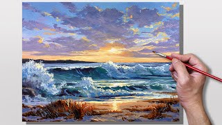 Acrylic Painting Seashore Sunset [upl. by Vasya23]