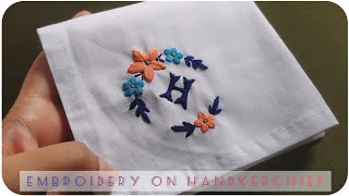 How to Embroder on handkerchief  Letter Embroidery on handkerchief  Lets Explore [upl. by Uzia]