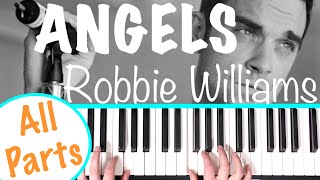 How to play ANGELS  Robbie Williams Piano Chords Tutorial Accompaniment [upl. by Suoivatra]