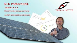 NEU Photovoltaik Steuererklärung und Umsatzsteuer mit neuer Tabelle E11 [upl. by Esertal]