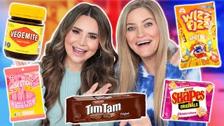 TRYING FUN AUSTRALIAN SNACKS w iJustine [upl. by Anetta]