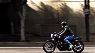 Triumph Thruxton Cafe Racer Downtown LA [upl. by Dalston]