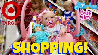 🎯Target Shopping 👶🏼🎀 Reborn Doll in a Joovy Carseat Shopping at Target with Skye and Caden 😃 [upl. by Karlie]