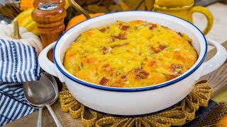 Bacon Egg amp Cheese Biscuit Bake  Home amp Family [upl. by Alda151]