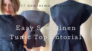 Easy Sew Linen Tunic Top TutorialFor Beginners [upl. by Hux]