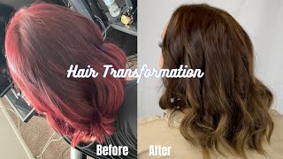 Hair Transformation  Red to Ash Brown no bleach needed [upl. by Tnert]