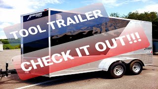 New Tool Trailer 7x14 w 7 Foot Ceiling Enclosed ContractorConstructionHandyman Rolling Toolbox [upl. by Partridge]