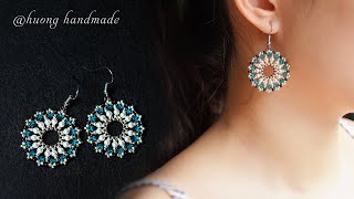 Mandala beaded earrings Super easy tutorial How to make jewelry for beginners [upl. by Bellew234]