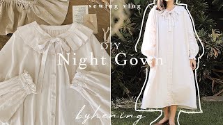 DIY Nightgown 🌘  Cottagecore Night Dress Sewing Tutorial With Pattern [upl. by Hathaway]