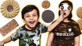 GUESS THE BISCUIT CHALLENGE  Funny Blindfold Eating Challenge  Aayu and Pihu Show [upl. by Lazaruk]