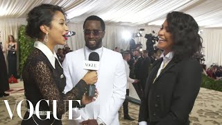 Diddy and Cassie on Their Angelic Met Gala Outfits  Met Gala 2018 With Liza Koshy  Vogue [upl. by Ulrikaumeko464]