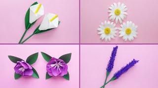 DIY  4 FLORES de papel  FLORES fáciles de hacer  Paper FLOWERS  Muy Lindas  Para Decorar 🎉😍 [upl. by Dillie]