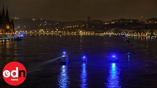 CCTV of deadly Danube River boat collision in Budapest [upl. by Anuayek]