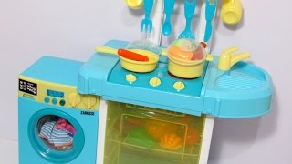 Toy Washing Machine Zanussi HTI and Toy Kitchen Zanussi HTI Playset for Kids [upl. by Kneeland870]