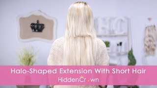 Halo® hair extensions Extension with Short Hair  Hidden Crown [upl. by Eidoow]