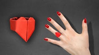 Origami Heart Ring  Instructions in English BR EasyOrigamiAndCrafts [upl. by Araccot]