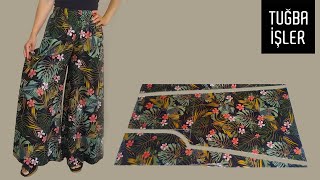 Very Easy Rushed Palazzo Trousers Cutting and Sewing  Tuğba İşler [upl. by Cha]