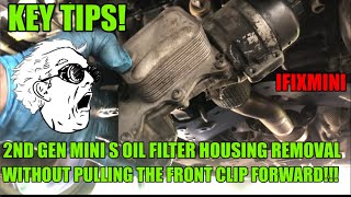 2nd gen MINI Cooper S Oil filter housing removal N18 same process as the N14 [upl. by Norel]