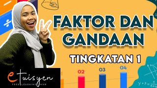 eTuisyen TINGKATAN 1 MATEMATIK  Bab 2  Faktor dan Gandaan [upl. by Aikan242]