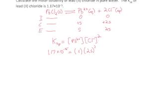 Ksp  calculate molar solubility [upl. by Ilanos582]