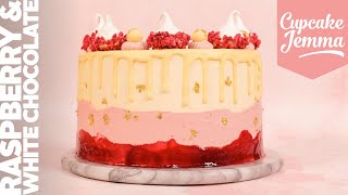 Raspberry amp White Chocolate Layer Cake Recipe amp HowTo  Cupcake Jemma [upl. by Malaspina]