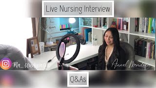 Live Nursing Interview 2021 [upl. by Jagir]