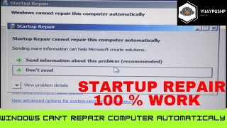 Startup Repair  Startup Repair Windows 7  Repair Windows 7 Command Prompt [upl. by Nuawad63]