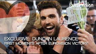 Exclusive Duncan Laurence first moments after Eurovision victory  TeamDuncan [upl. by Neibart]