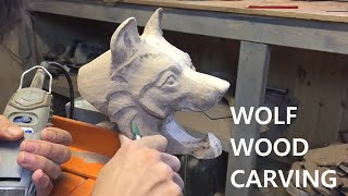 Making A Wolf Wood Carving From The Design to The Finished Product [upl. by Maggio]