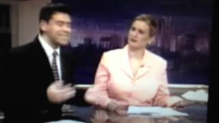 Newswoman gives reporter a pie in the face [upl. by Dulla]