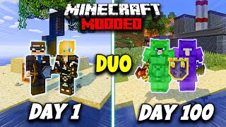 We Survived 100 Days on a MODDED Island  Duo Minecraft 100 Days [upl. by Gula]