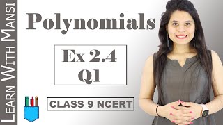 Class 9 Maths  Chapter 2  Exercise 24 Q1  Polynomials  NCERT [upl. by Shuma]