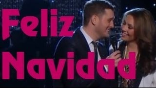 Michael Bublé amp Thalía  Feliz Navidad lyrics [upl. by Russon938]