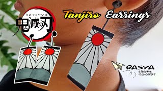 How to make Tanjiro Hanafuda Earrings from paper [upl. by Adamis778]