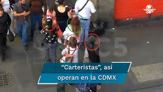 Captan a mujeres “carteristas” durante robo en el Centro de la CDMX [upl. by Ybrik]